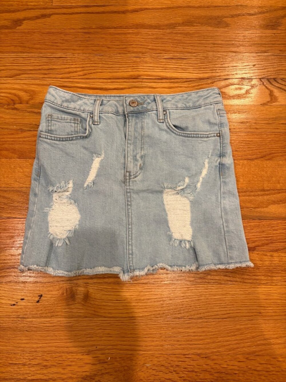 Forever 21 Distressed Denim Skirt (Size 25)